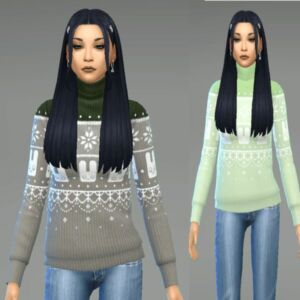 Cute Holiday Bunny Sweater Sims 4 CC