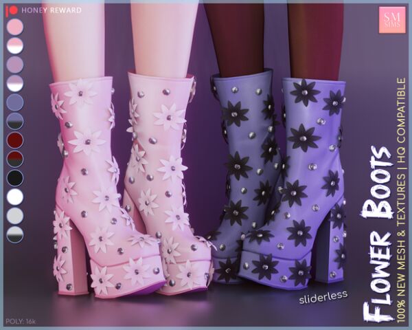 Honey | Flower Boots – Stylish Footwear Sims 4 CC