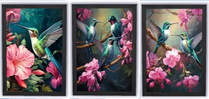 Stunning Hummingbird Floral Art Painting Sims 4 CC