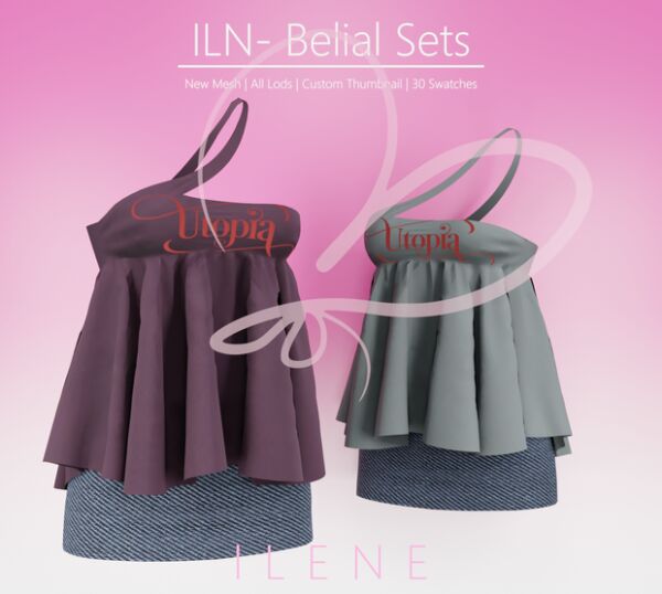 ILN. Belial Set: New Mesh Tops and Bottoms Sims 4 CC