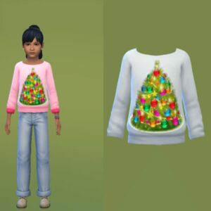 Jolly Christmas Sweatshirt for Girls Sims 4 CC