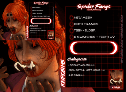 Spooky Spider Fangs for Halloween Sims 4 CC