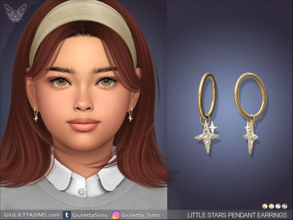 Cute Little Stars Pendant Earrings for Kids Sims 4 CC