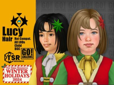 Lucy Hair for Winter Holidays 2024 Sims 4 CC