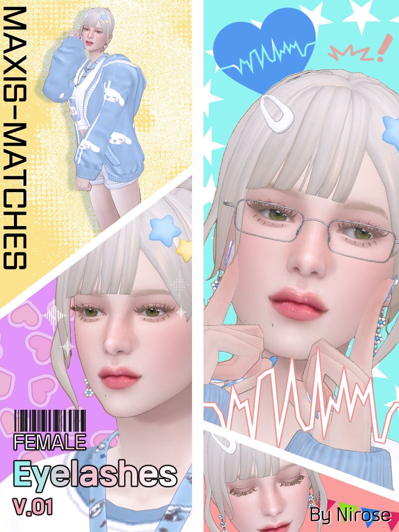 Maxis Matches Eyelashes V.01 Sims 4 CC