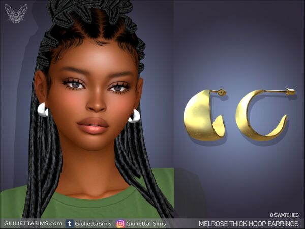 Stylish Melrose Thick Hoop Earrings Sims 4 CC