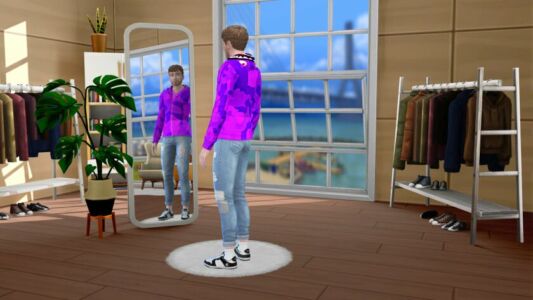 Men’s Purple Camp Bape ZIP Jacket Sims 4 CC