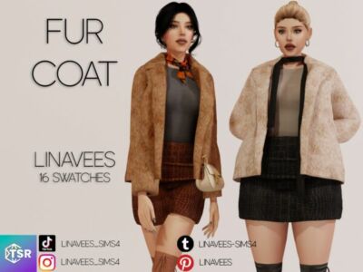 Ophelia – FUR Coat & TOP By Linavees Sims 4 CC