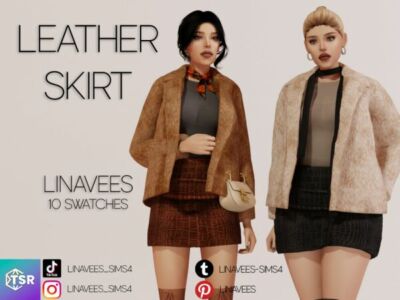 Stylish Ophelia Leather Skirt Sims 4 CC