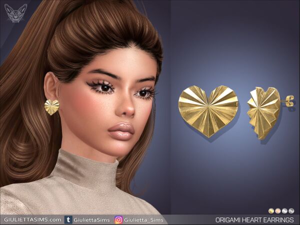 Stunning Origami Heart Earrings Sims 4 CC