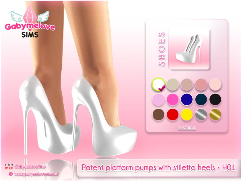 Stylish Patent Platform Pumps Sims 4 CC