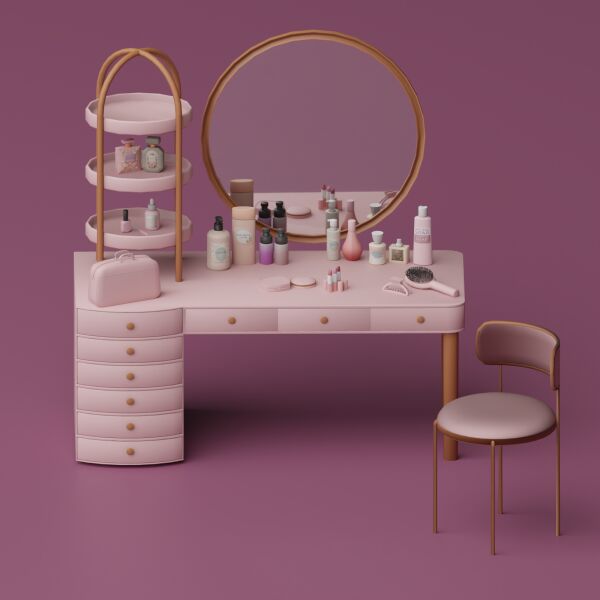 Pink Rush Vanity Set by SnootySims Sims 4 CC