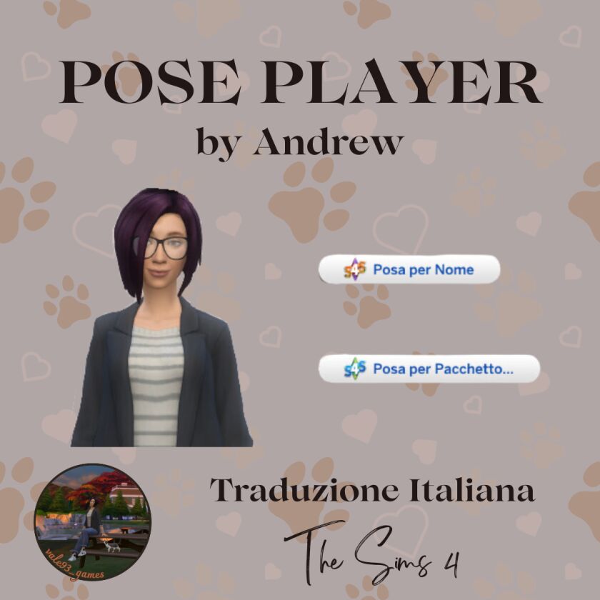 🐾 Pose Player by Andrew – Italian Translation 🐾 Sims 4 CC