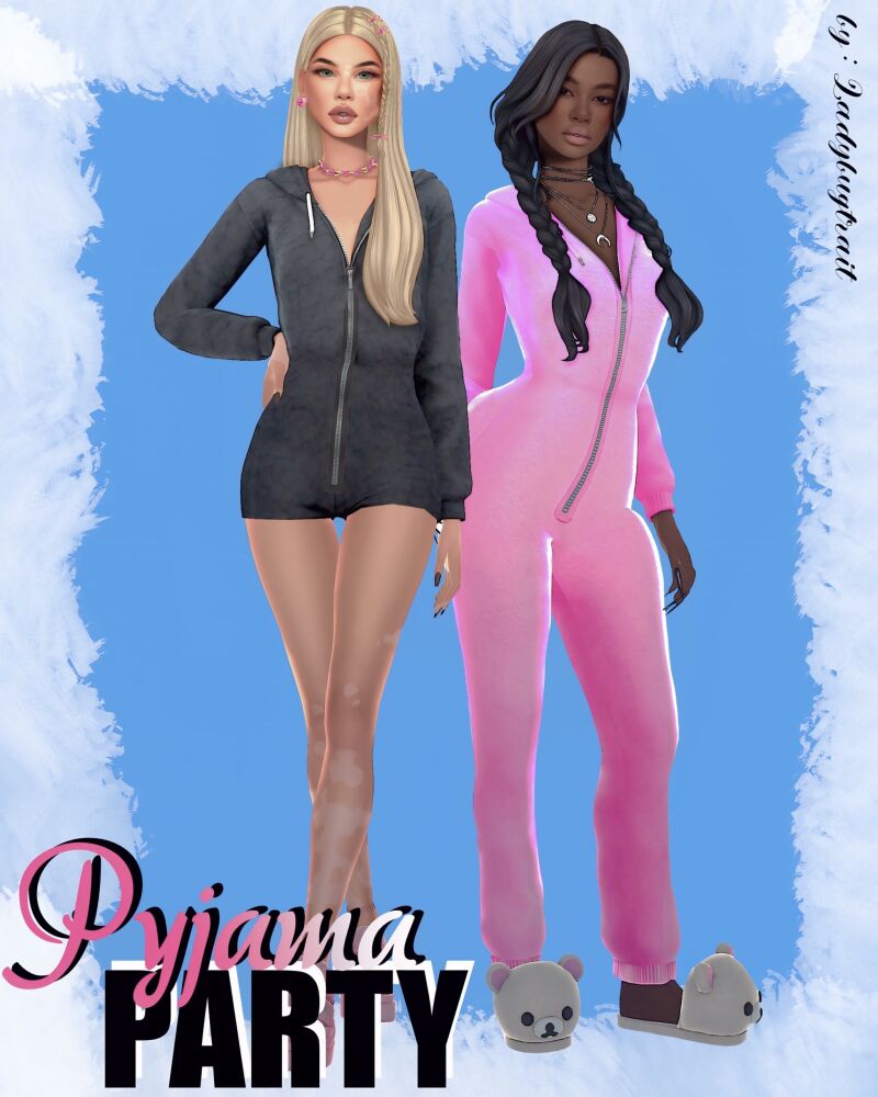 sims 4 cc pyjama party set by ladybugtrait 2