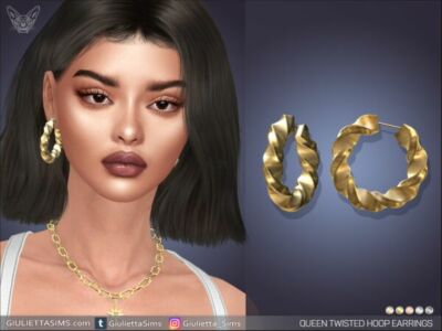 Queen Twisted Hoop Earrings Sims 4 CC