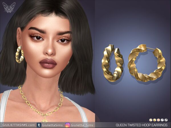 Queen Twisted Hoop Earrings Sims 4 CC