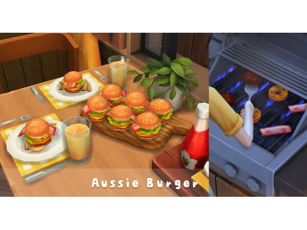 Delicious Aussie Burger Recipe Sims 4 CC