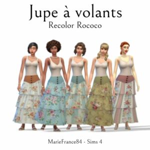 Rococo Ruffled Skirt Recolor – 20 Patterns Sims 4 CC