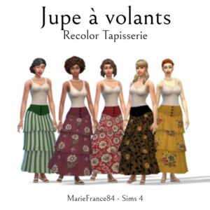 Recolor Jupe Volantée – 25 Tapestry Patterns Sims 4 CC