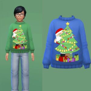 Santa’s Watching Boy’s Sweater Sims 4 CC