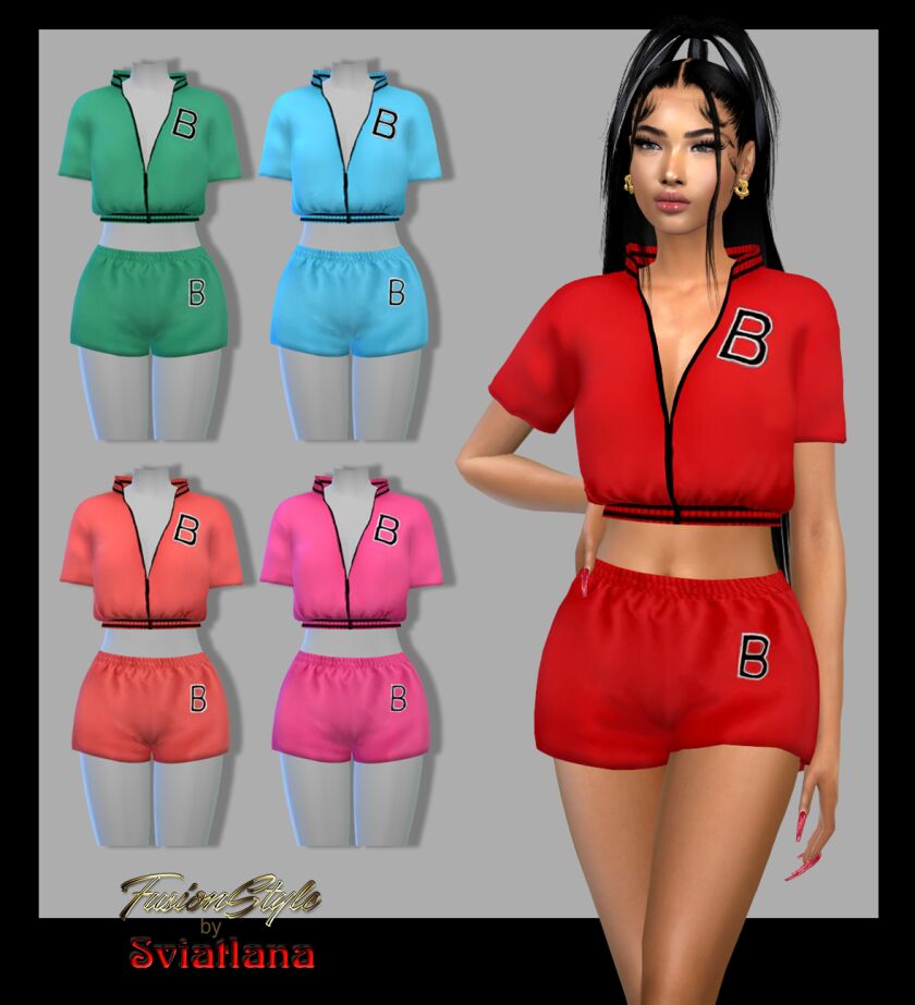 Stylish Shorts & Zip Top by Fusionstyle Sims 4 CC