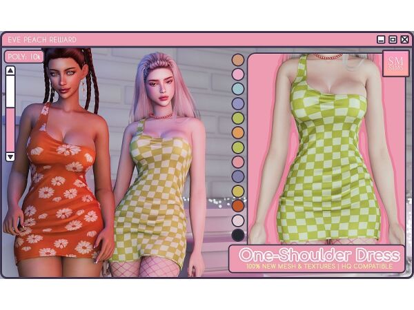 SMSims One Shoulder Dress Sims 4 CC