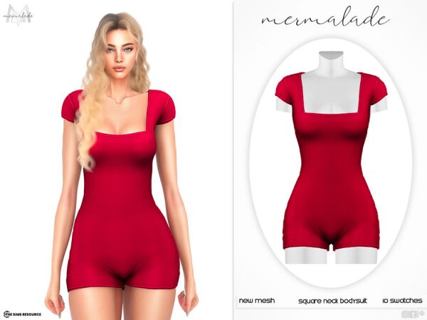 Stylish Square Neck Bodysuit MC554 Sims 4 CC