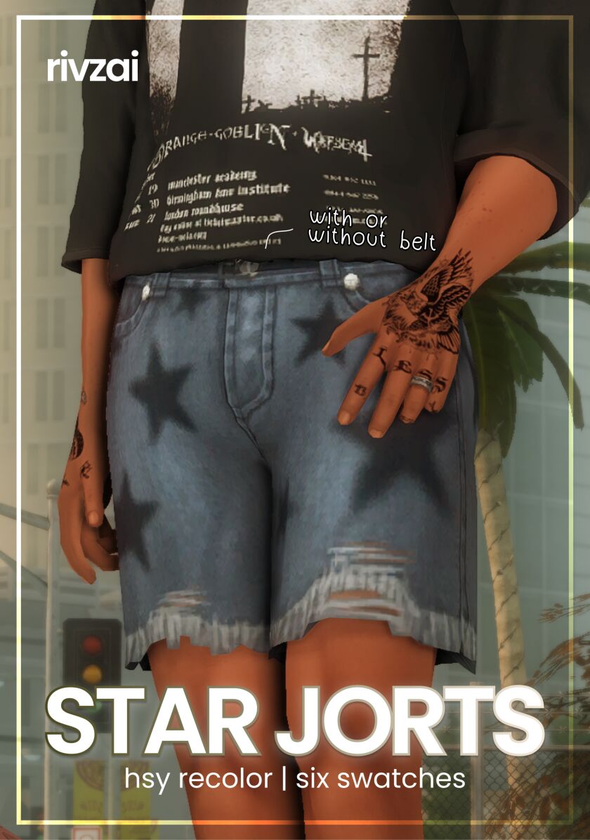 ☆ Star Jorts, A Recolor ☆ Sims 4 CC