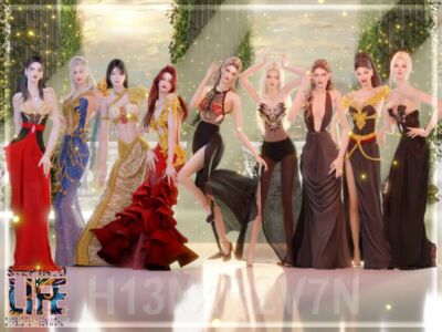 Dress and Harness Suit Collection Sims 4 CC