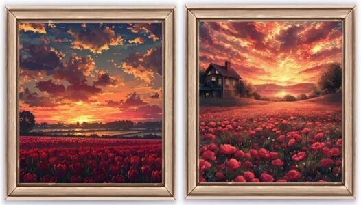 Sun Rise And Roses Wall Art Sims 4 CC