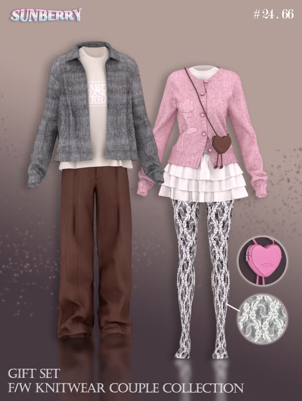 Cozy Up with Sunberry’s F/W Knitwear Couple Collection Sims 4 CC