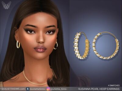 Stylish Susanna Pearl Hoop Earrings Sims 4 CC