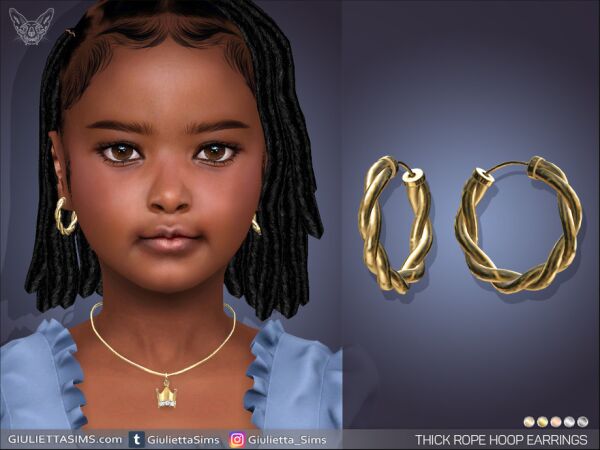 Thick Rope Hoop Earrings For Kids Sims 4 CC