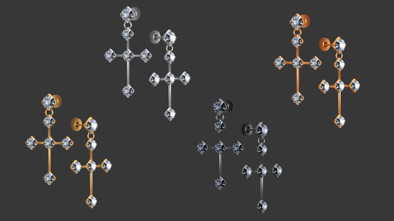 sims 4 cc tini cross earrings with crystals by natalis 2