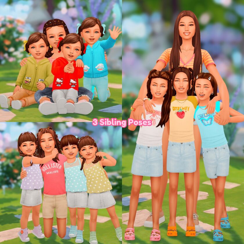 sims 4 cc triplets posepack 9