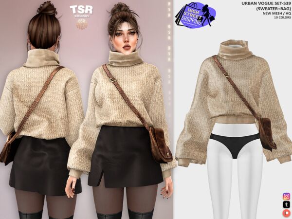 Stylish Urban Vogue Set Featuring Sweater and Bag Sims 4 CC