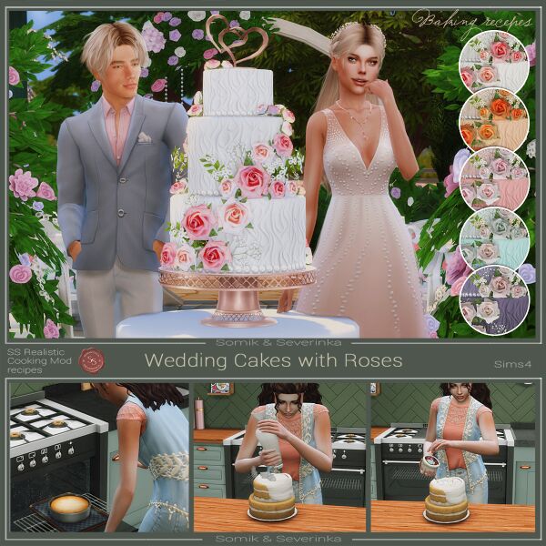 Beautiful Wedding Cakes Adorned with Roses Sims 4 CC