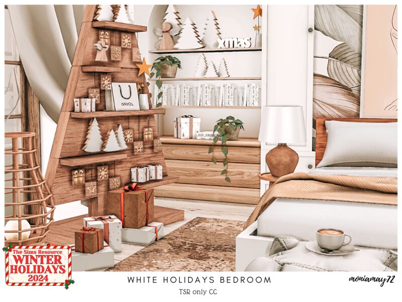 sims 4 cc white holidays bedroom 2