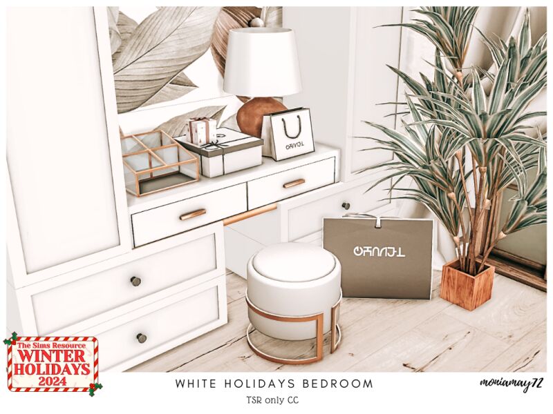 sims 4 cc white holidays bedroom 4