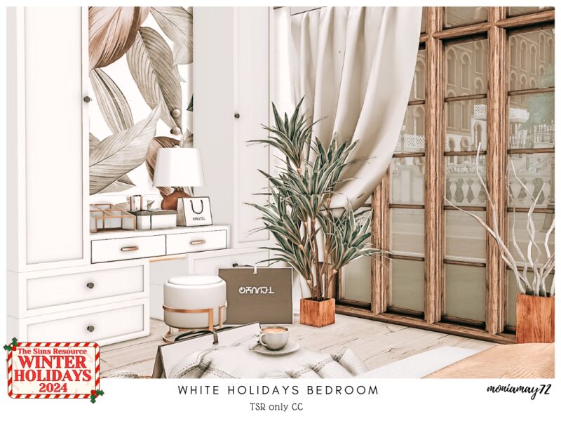 sims 4 cc white holidays bedroom 5