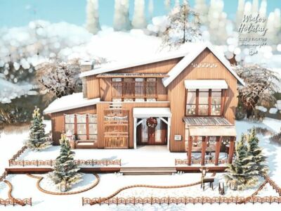 Cozy Winter Holiday Home Without CC Sims 4 CC