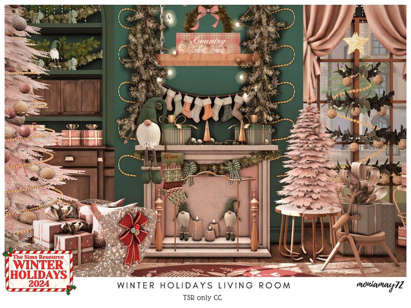 sims 4 cc winter holidays living room 2