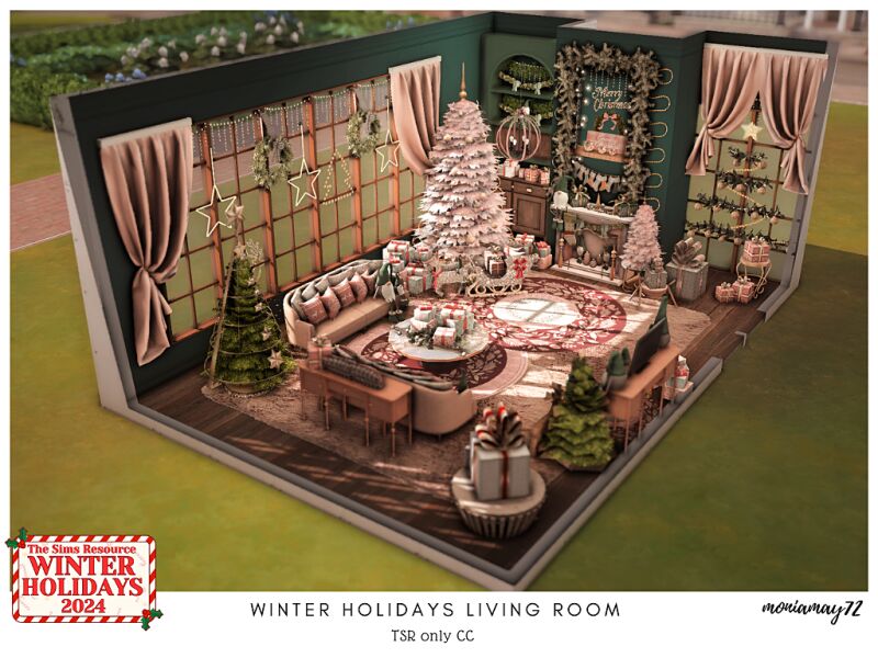 sims 4 cc winter holidays living room 4