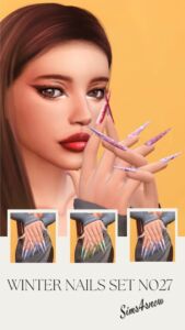 Stunning Winter Nails Set N027 Sims 4 CC