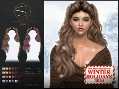 Winter Wavy Hairstyle 051224 by S-Club Sims 4 CC