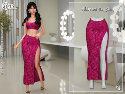 Abby Long Skirt Set by WisteriaSims Sims 4 CC