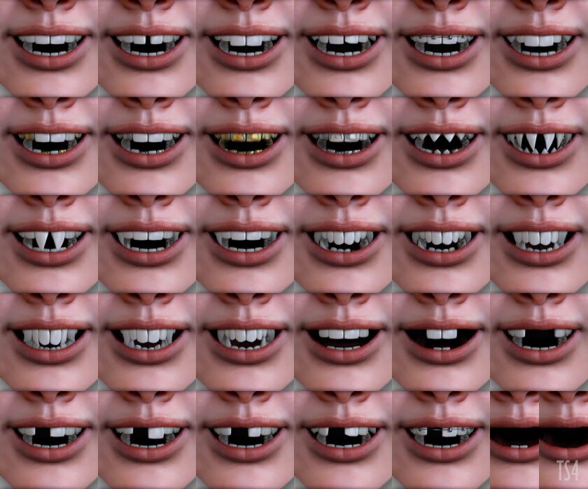 sims 4 cc additional alpha teeth 2