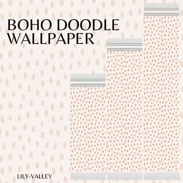 Boho Doodle Wallpaper for Your Home Sims 4 CC