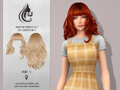 Agatha – Stylish Hairstyle for Sims Sims 4 CC