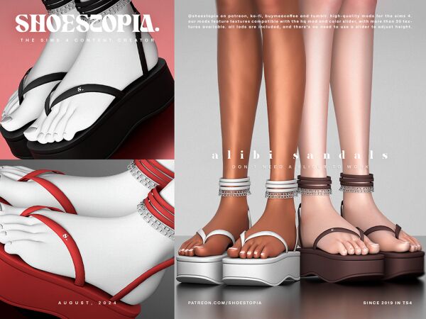 Stylish Alibi Sandals for The Sims 4 Sims 4 CC